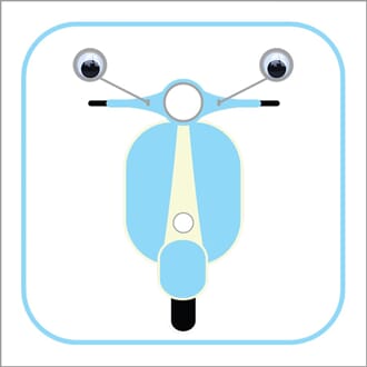 Doble kort 110x110, bevegelige øyne, Wobbly Eyed, scooter