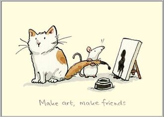 Dobbelt kort Two Bad Mice, 100x150:Make art, make friends