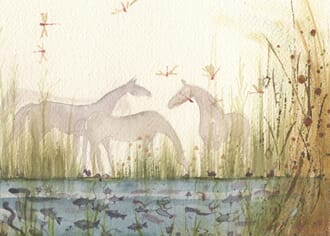 Kort Two Bad Mice: Horses by the Pond