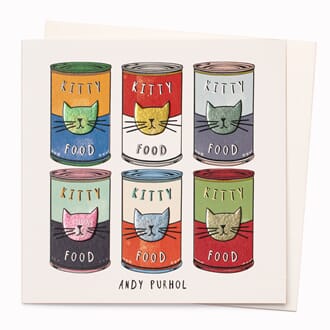 Dobbelt kort, Cats in Art, 15x5cm, Andy Purhol