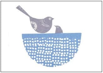 Enkelt kort  Art Press, 148x105, Bird`s Nest in Blue