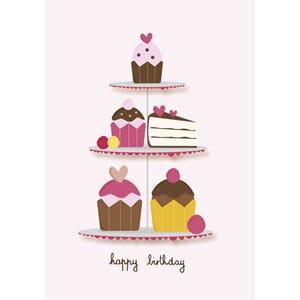 Postkort 10x15cm, Correspondances, kaker på etasjefat