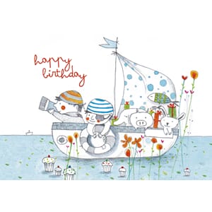 Postkort 10x15cm, Correspondances, 2 gutter i båt