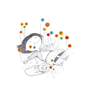 Postkort 10x15cm, Correspondances, F.Quatraro, jente på rygg