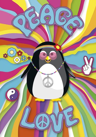 Postkort 10x15cm, Correspondances, pingvin peace&love