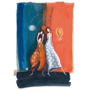 Enkle kort 120x180, Gaëlle Boissonnard, to jenter med lykter
